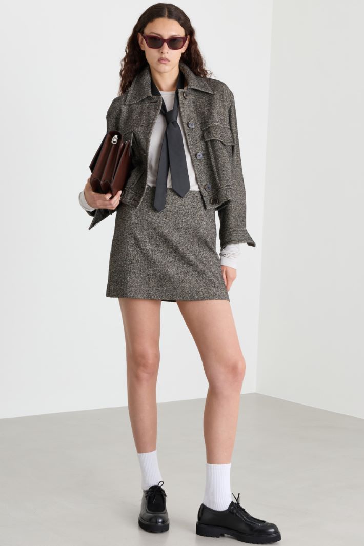Tweed mini skirt - GREY - Intrend