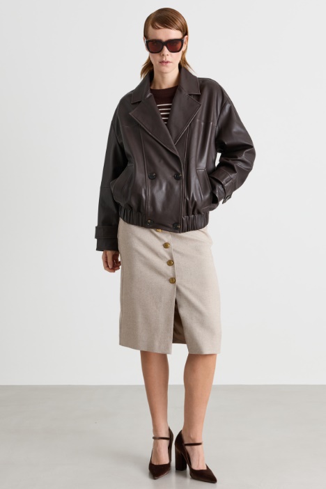 Button-front skirt with back vent - Intrend