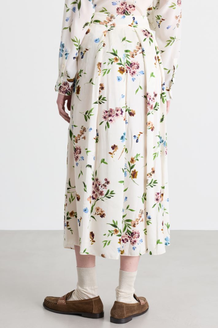 Printed satin full skirt - WHITE - Intrend - 4