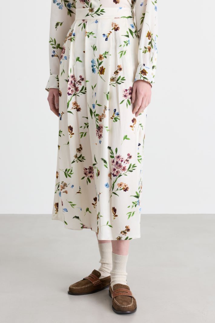 Printed satin full skirt - WHITE - Intrend - 2