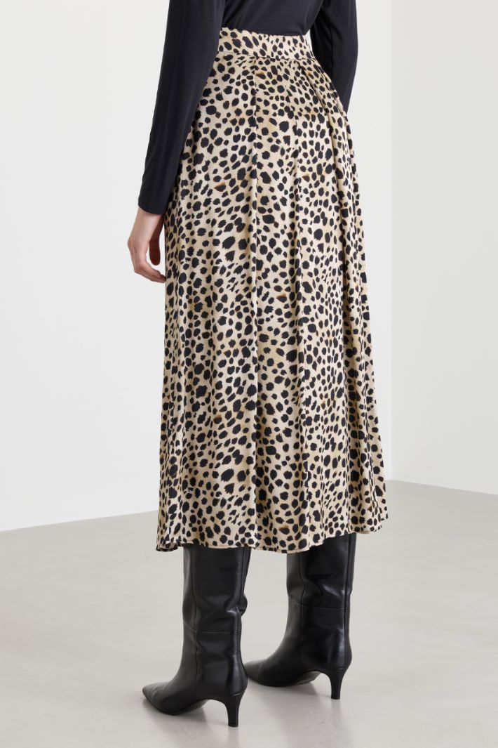 Printed satin full skirt - BEIGE - Intrend - 4
