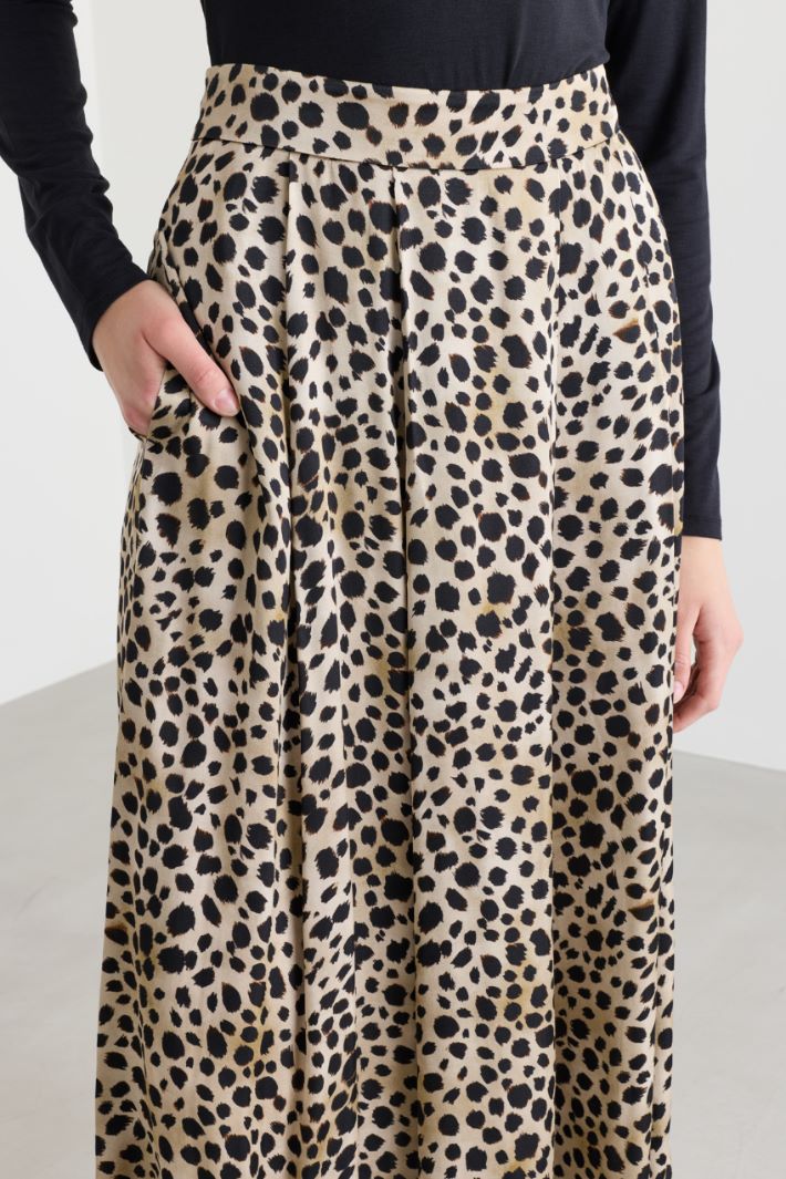 Printed satin full skirt - BEIGE - Intrend - 3