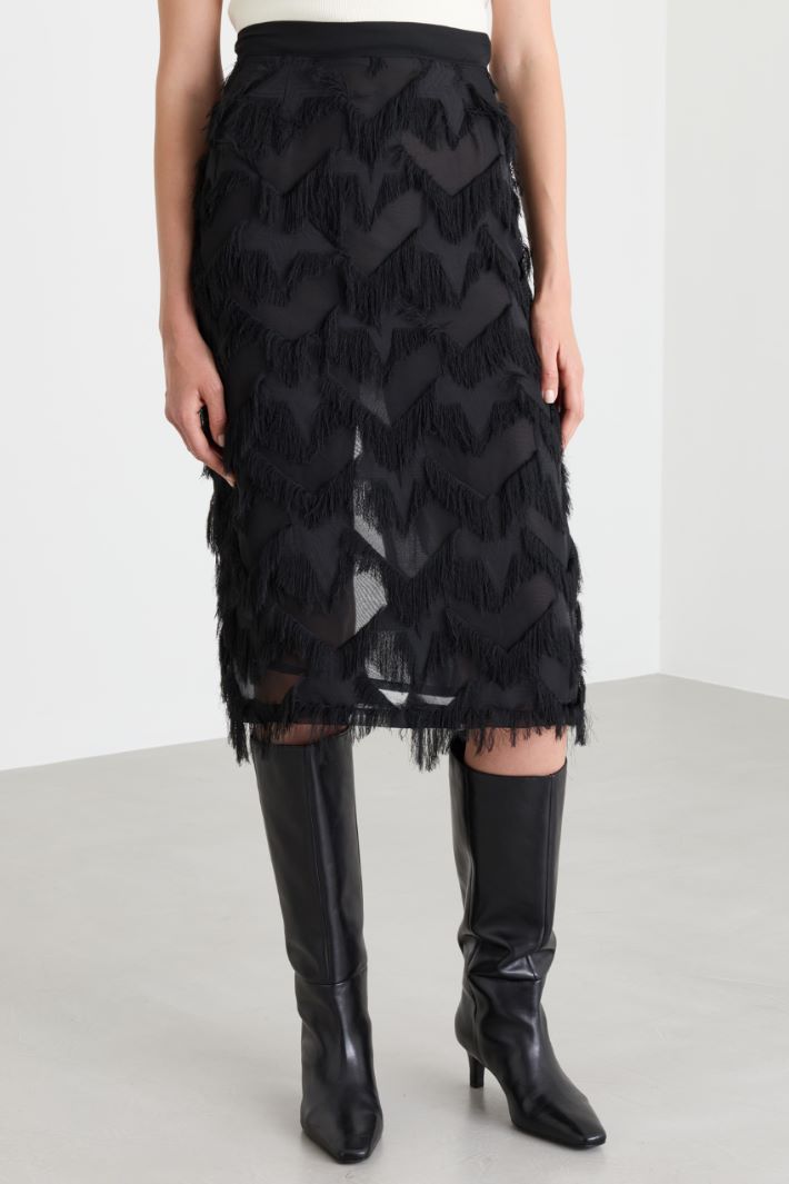 Fil coupé georgette skirt - BLACK - Intrend - 2