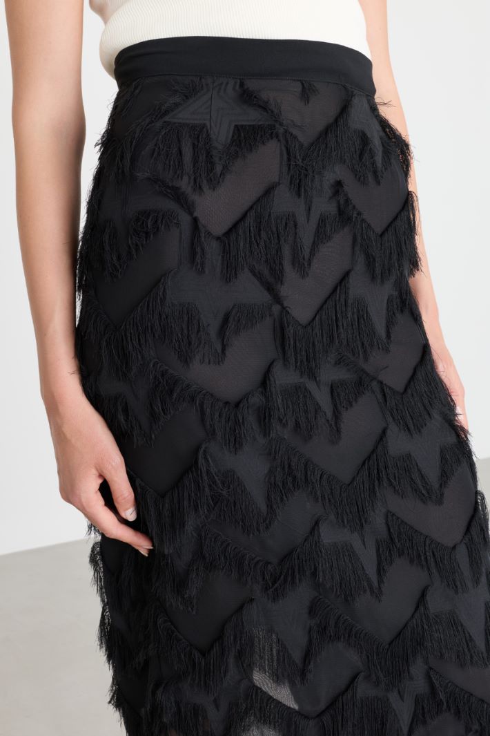 Fil coupé georgette skirt - BLACK - Intrend - 3