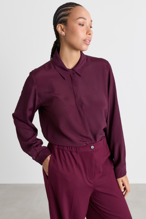 Concealed-Button Shirt - Intrend