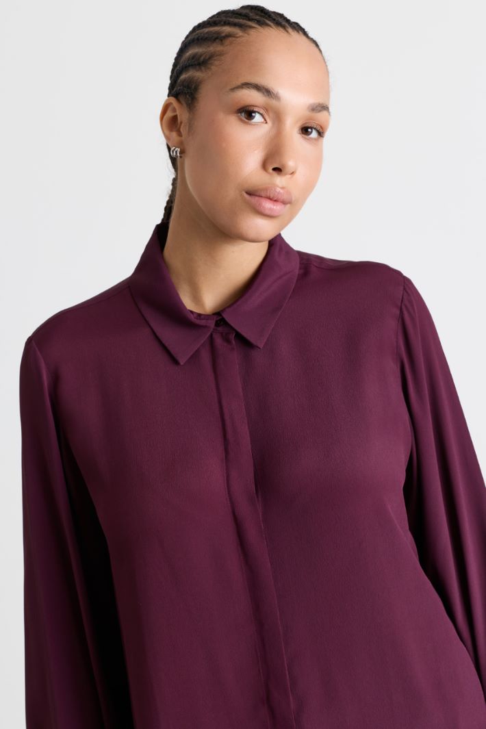 Concealed-Button Shirt - BORDEAUX - Intrend - 3