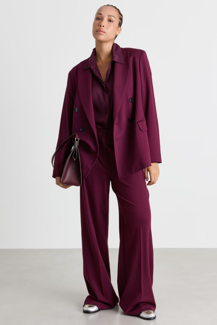 Concealed-Button Shirt - BORDEAUX - Intrend