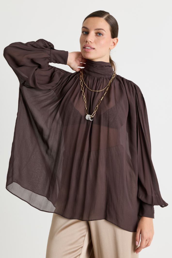 Georgette blouse - BROWN - Intrend - 2