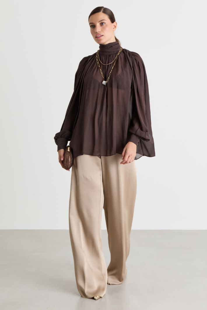 Georgette blouse - BROWN - Intrend