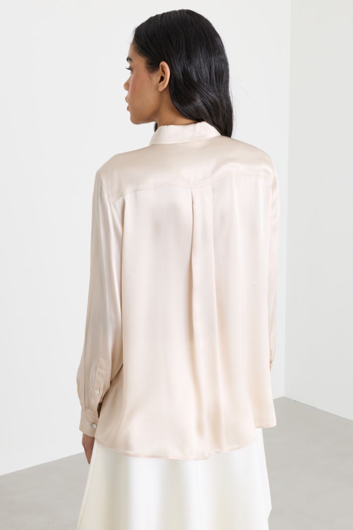 Blusa fluida in raso - AVORIO - Intrend - 4