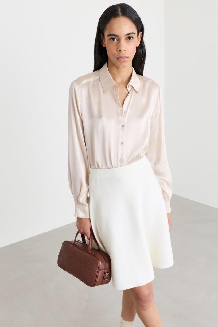 Blusa fluida in raso - AVORIO - Intrend - 2