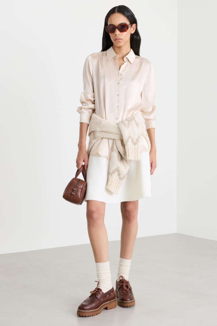 Blusa fluida in raso - AVORIO - Intrend