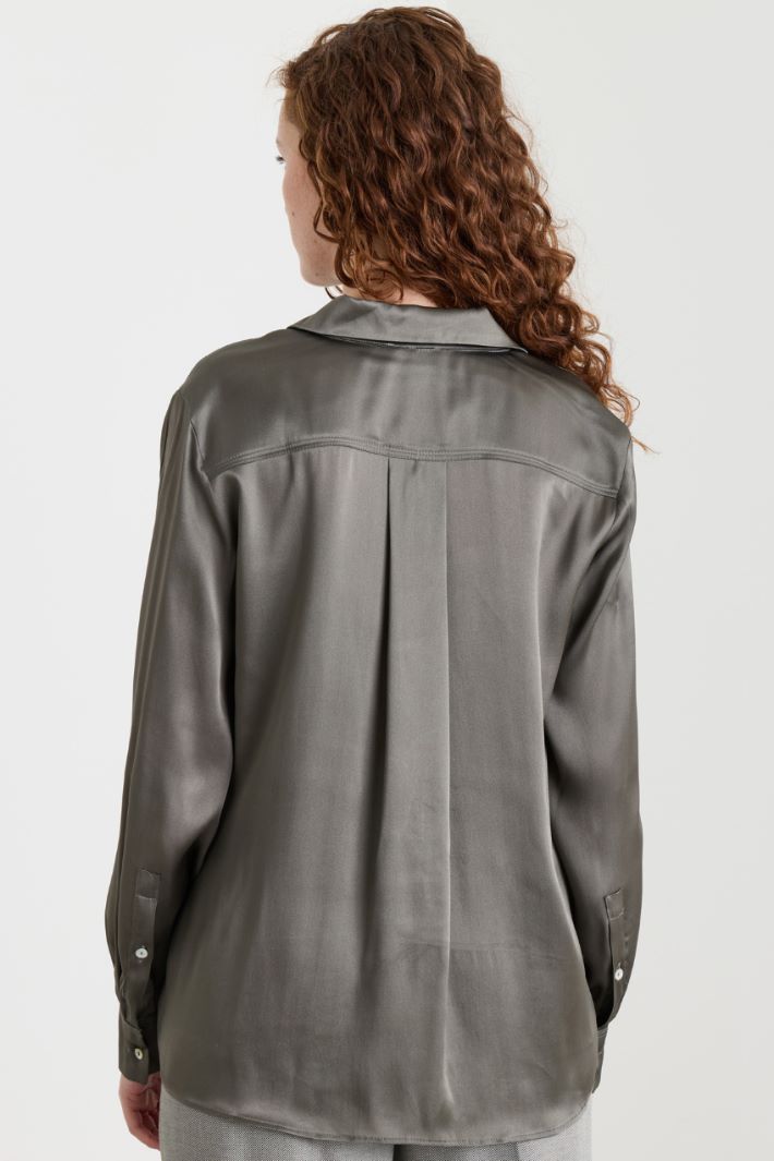 Blusa fluida in raso - GRIGIO - Intrend - 4
