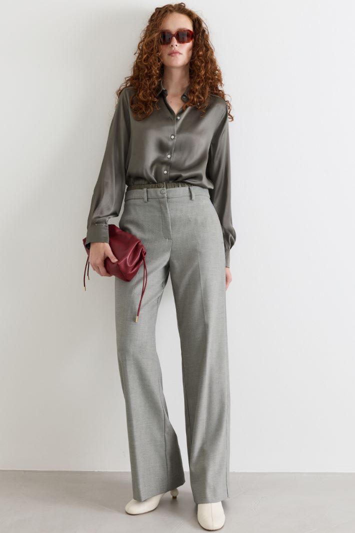 Blusa fluida in raso - GRIGIO - Intrend