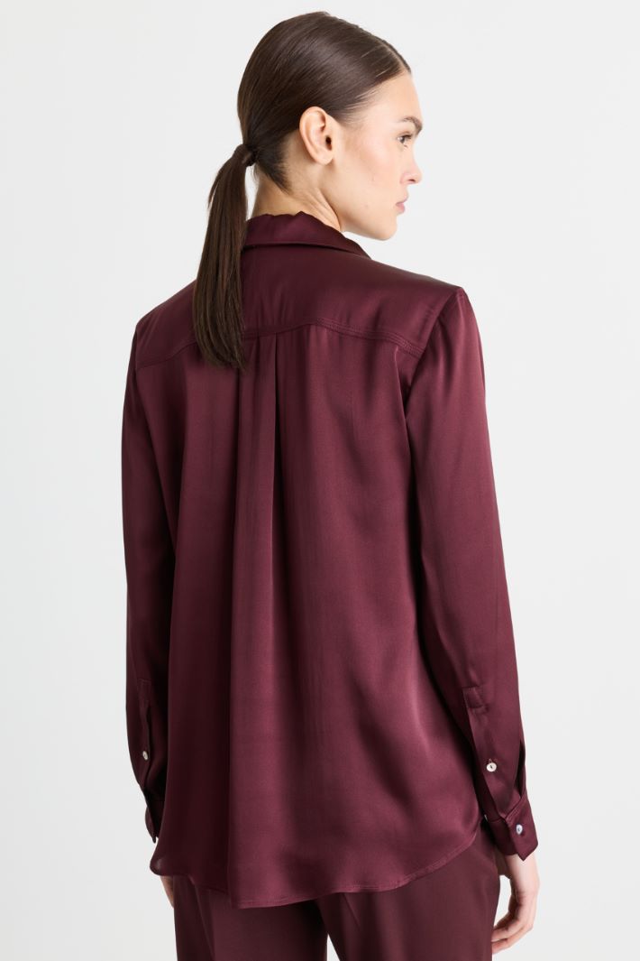 Blusa fluida in raso - BORDEAUX - Intrend - 4