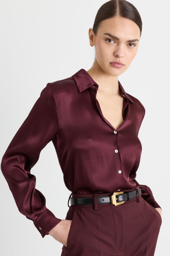 Blusa fluida in raso - BORDEAUX - Intrend - 2