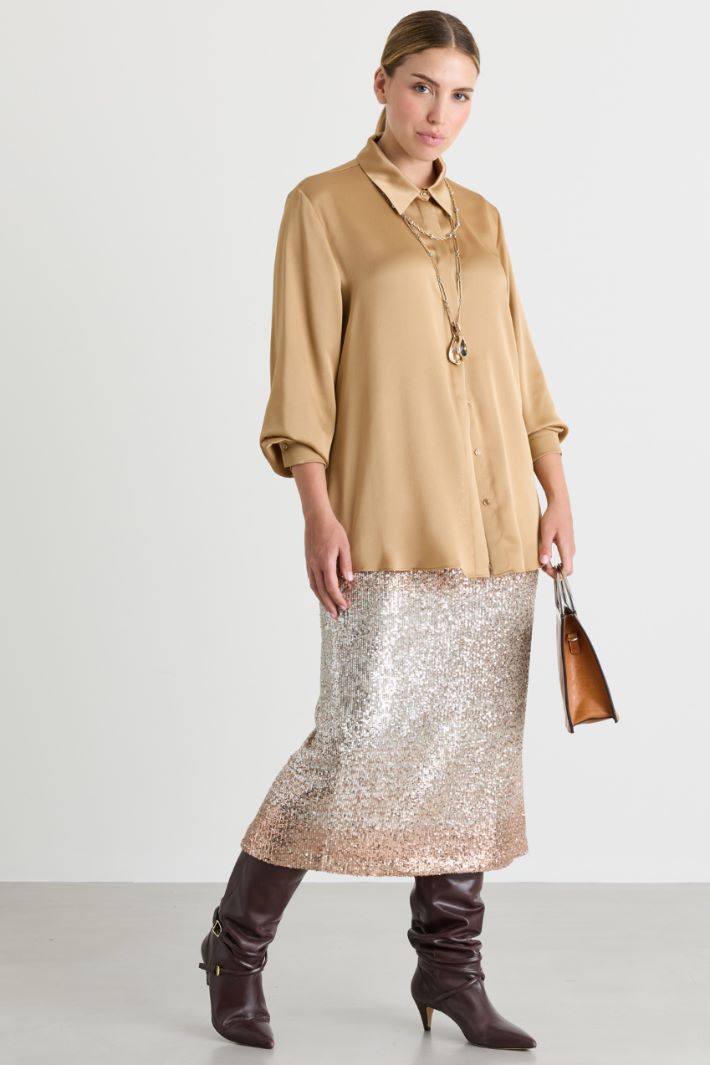 Blusa in raso martellato - CAMMELLO - Intrend