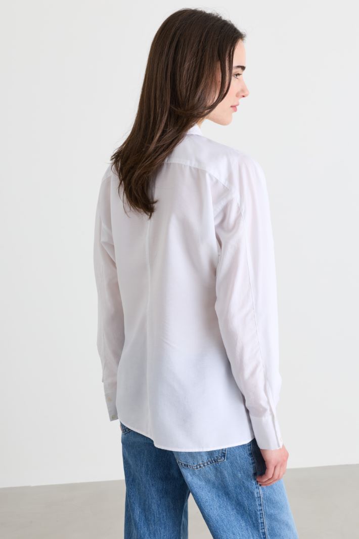 Camicia svasata in popeline - BIANCO - Intrend - 4