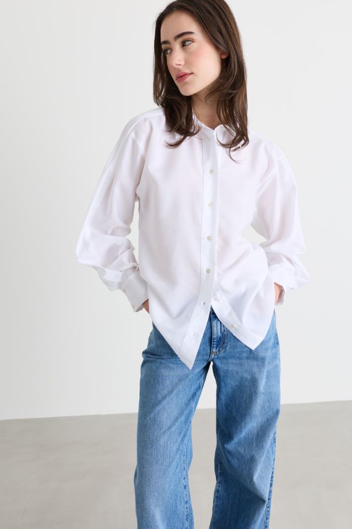 Camicia svasata in popeline - BIANCO - Intrend - 2