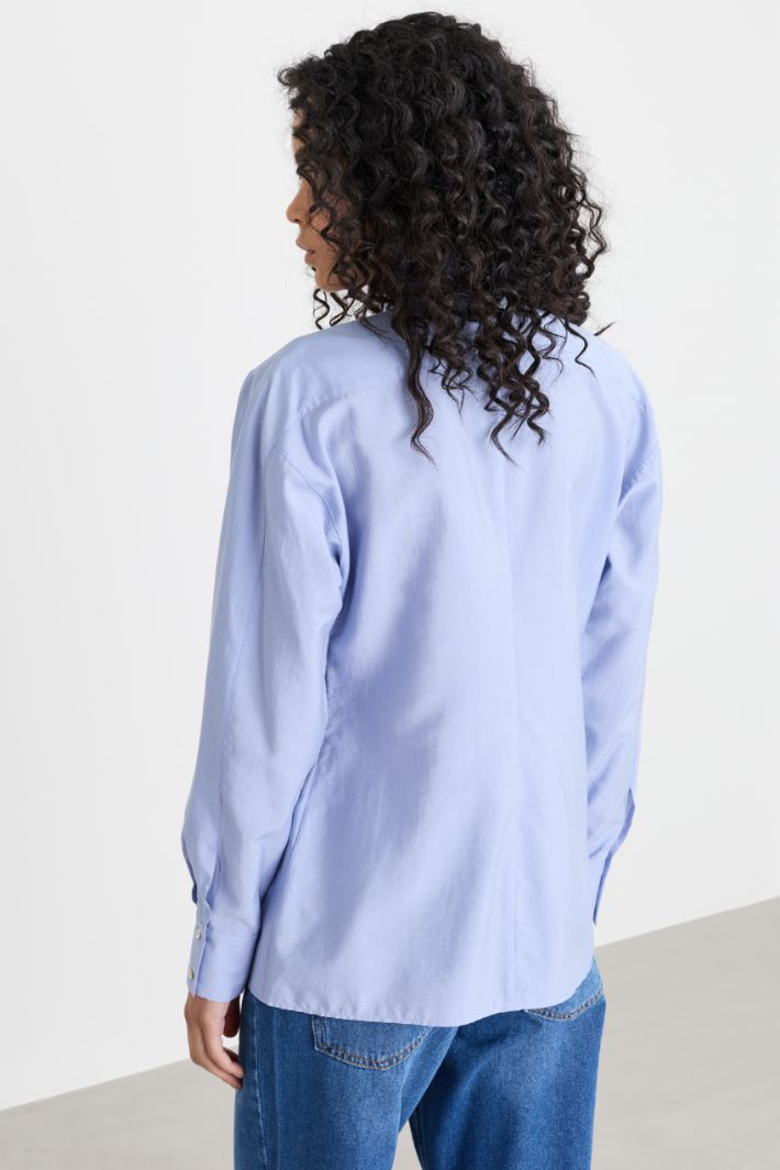 Camicia svasata in popeline - AZZURRO - Intrend - 4
