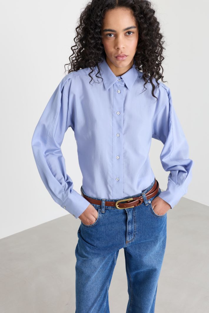 Camicia svasata in popeline - AZZURRO - Intrend - 2