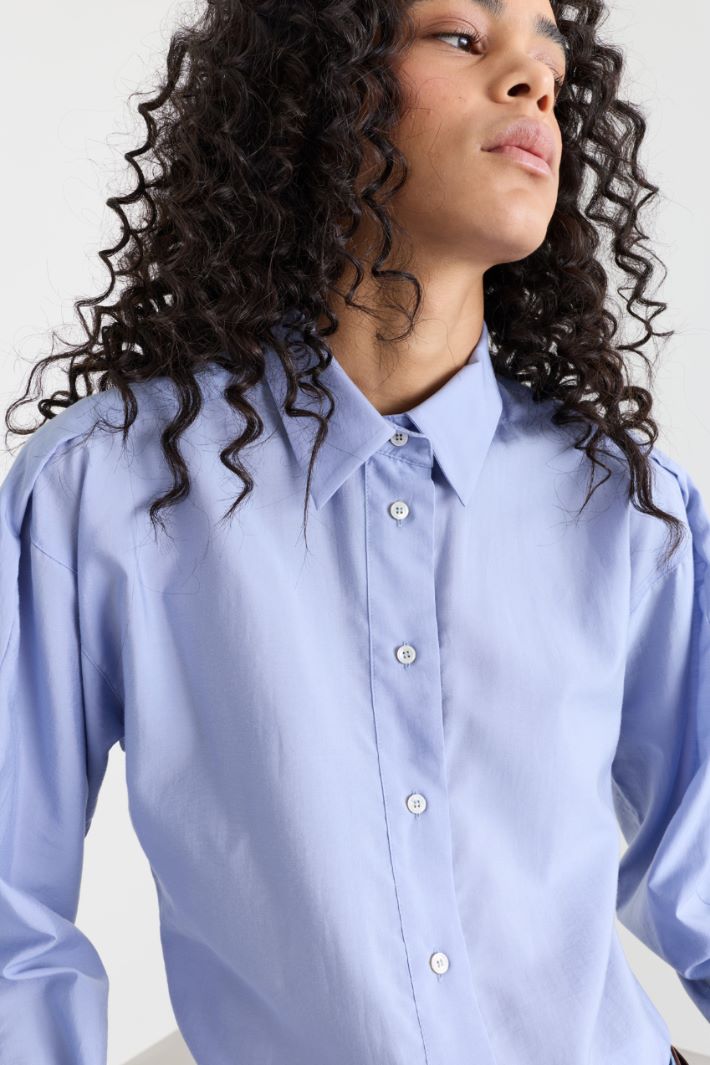 Camicia svasata in popeline - AZZURRO - Intrend - 3