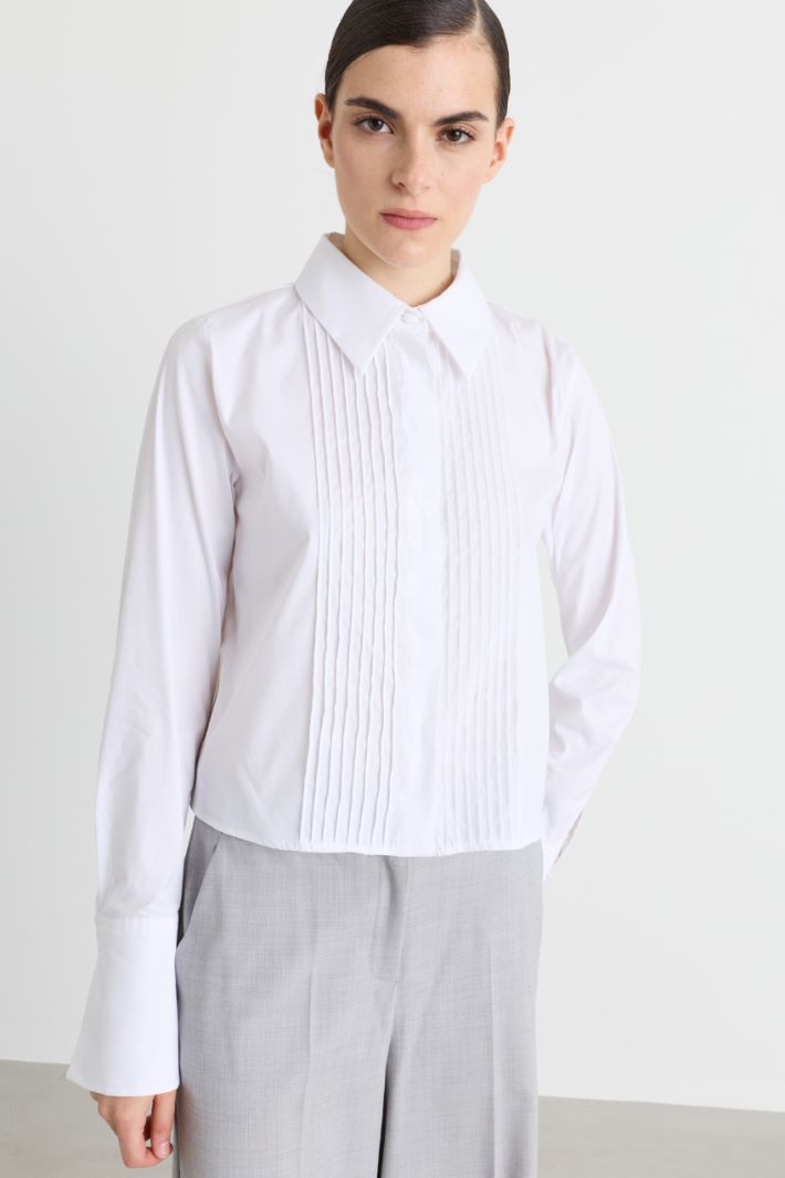 Camicia con plastron a pieghe - BIANCO - Intrend - 2