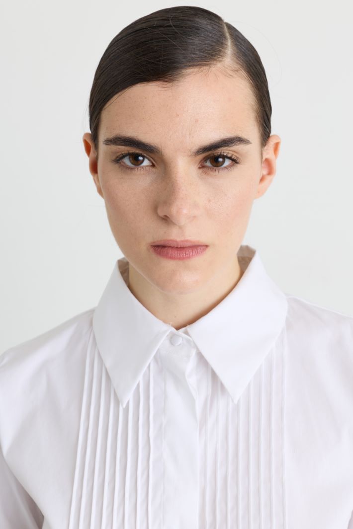 Camicia con plastron a pieghe - BIANCO - Intrend - 3