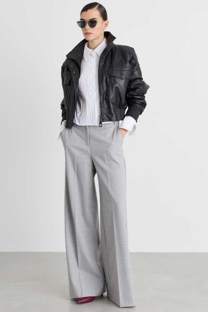 Camicia con plastron a pieghe - BIANCO - Intrend