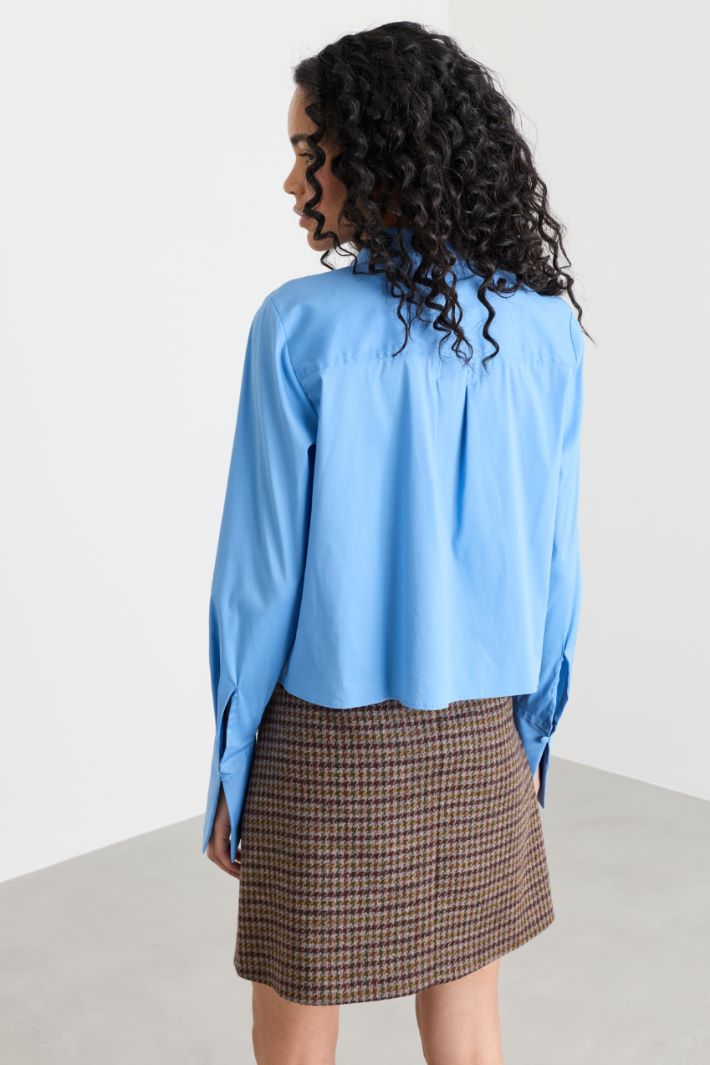 Camicia con plastron a pieghe - AZZURRO - Intrend - 4