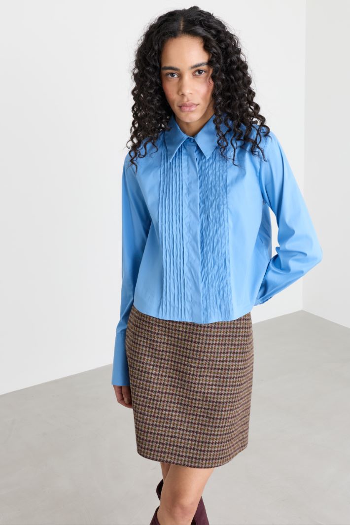 Camicia con plastron a pieghe - AZZURRO - Intrend - 2