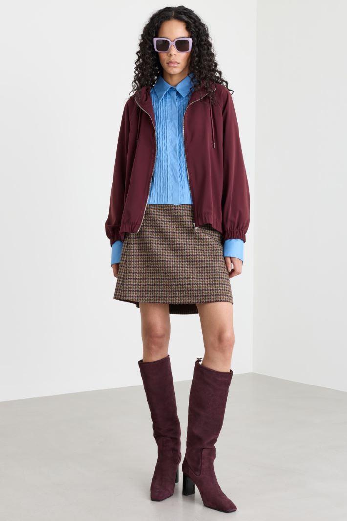 Camicia con plastron a pieghe - AZZURRO - Intrend