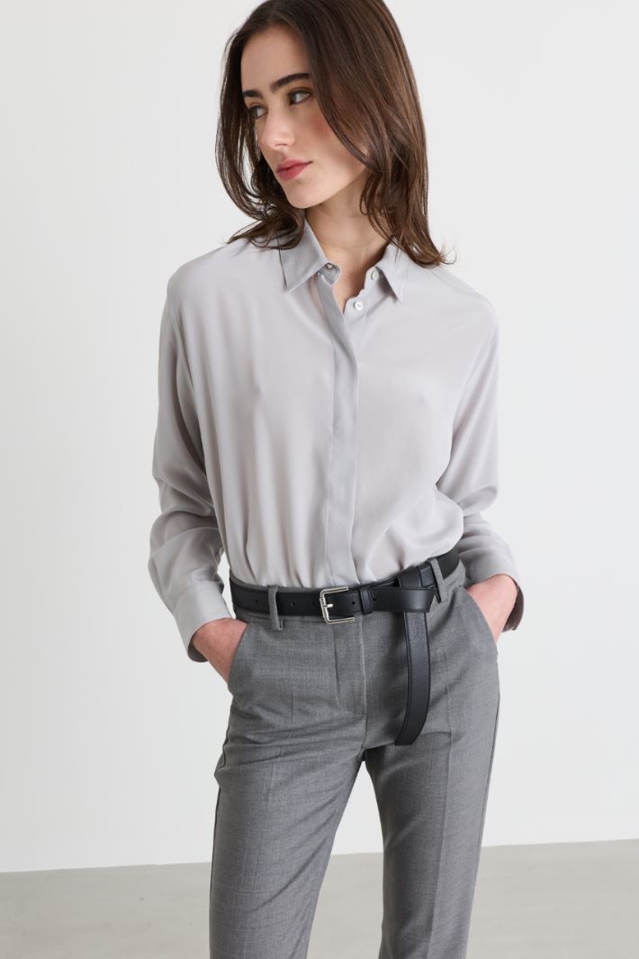 Camicia in crepe de chine - GRIGIO - Intrend - 2