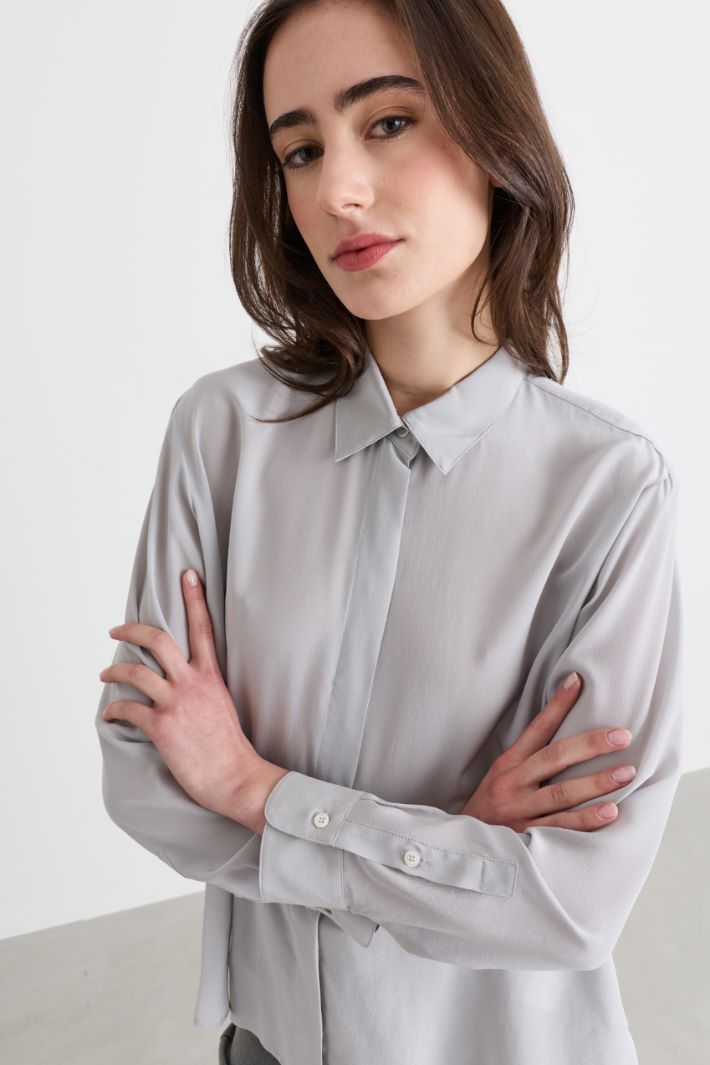 Camicia in crepe de chine - GRIGIO - Intrend - 3