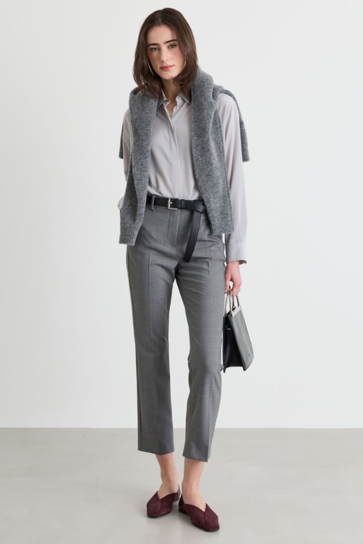 Camicia in crepe de chine - GRIGIO - Intrend