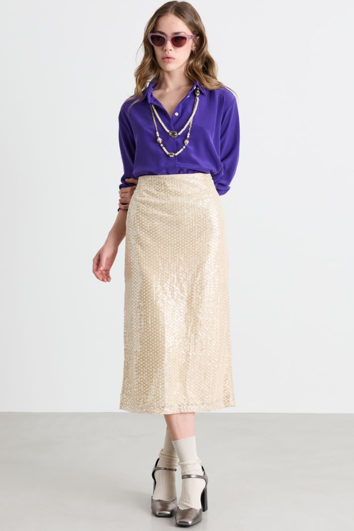 Camicia in crepe de chine - VIOLA - Intrend
