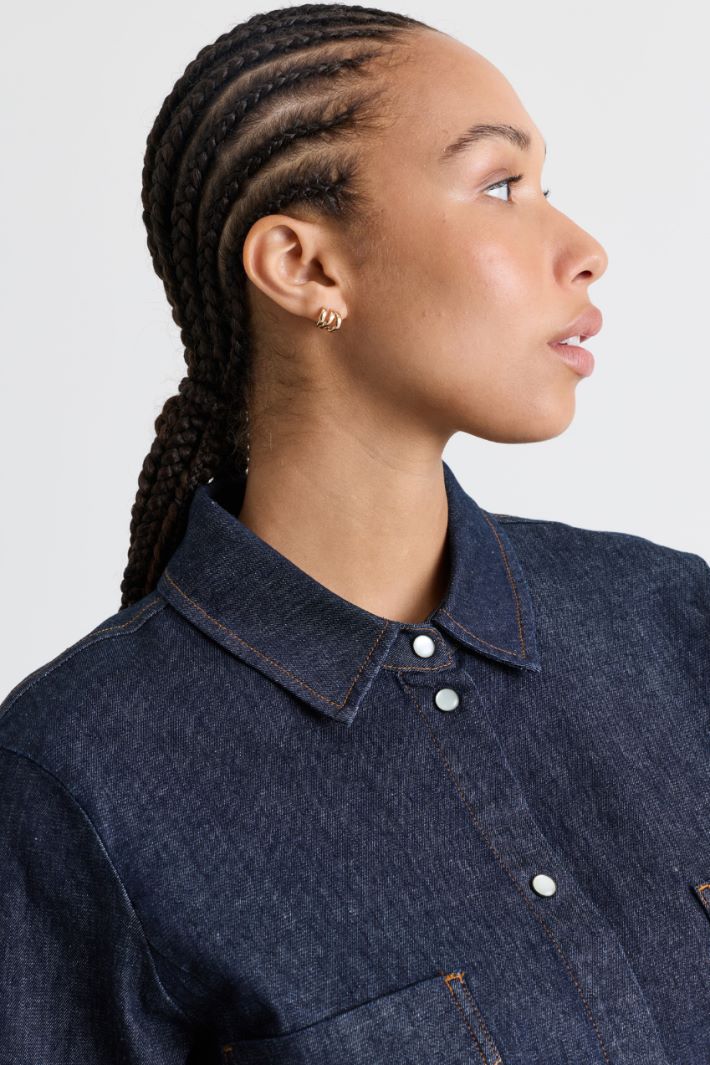 Camicia con taschini impunturati - BLU - Intrend - 3