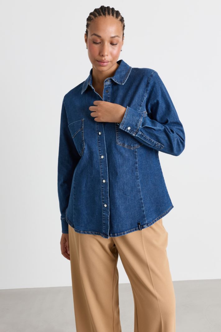 Camicia con taschini impunturati - BLU - Intrend - 2