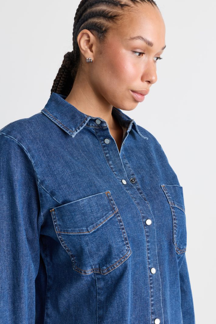 Camicia con taschini impunturati - BLU - Intrend - 3