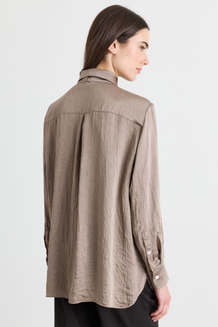 Blusa in tessuto crinkle - GRIGIO - Intrend - 4