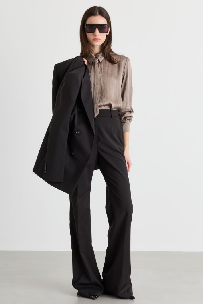 Blusa in tessuto crinkle - GRIGIO - Intrend