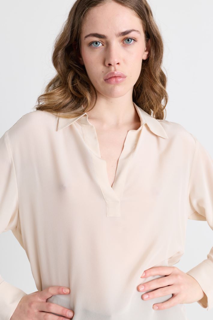 Blusa in crepe de chine - ROSA - Intrend - 3