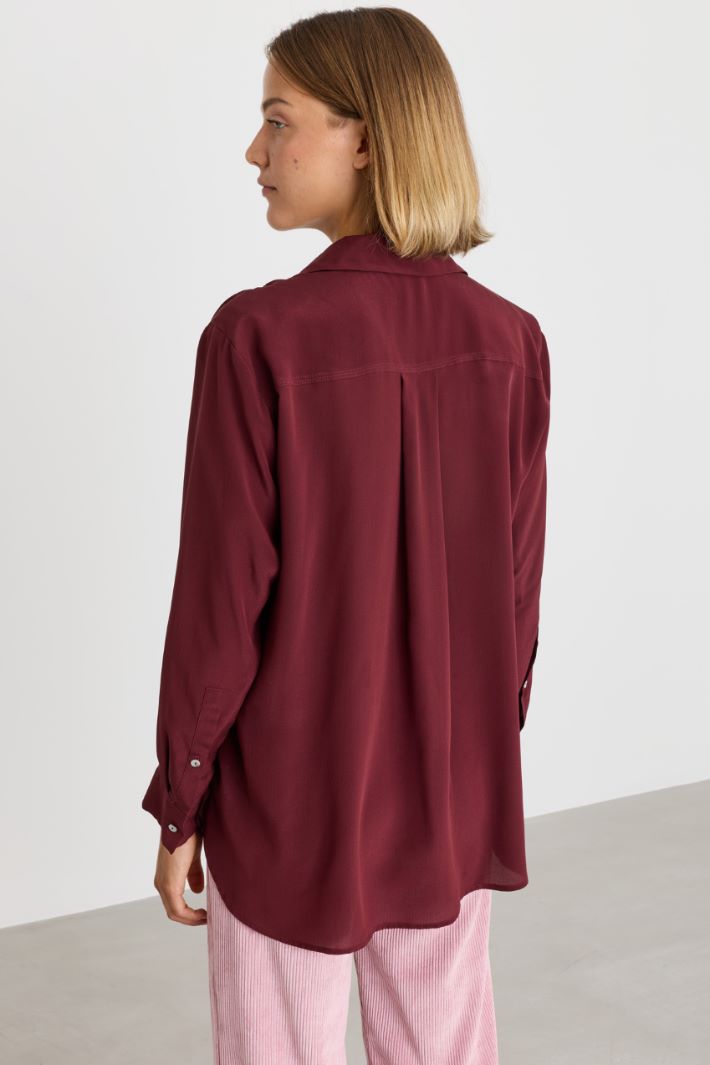 Blusa in crepe de chine - BORDEAUX - Intrend - 4