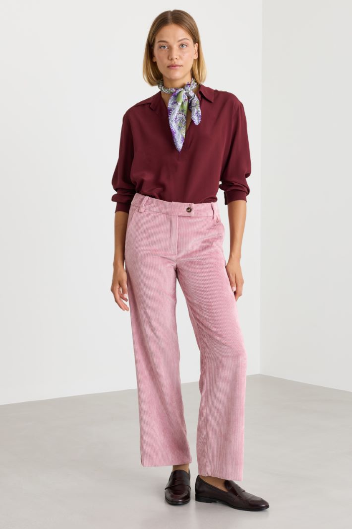 Blusa in crepe de chine - BORDEAUX - Intrend