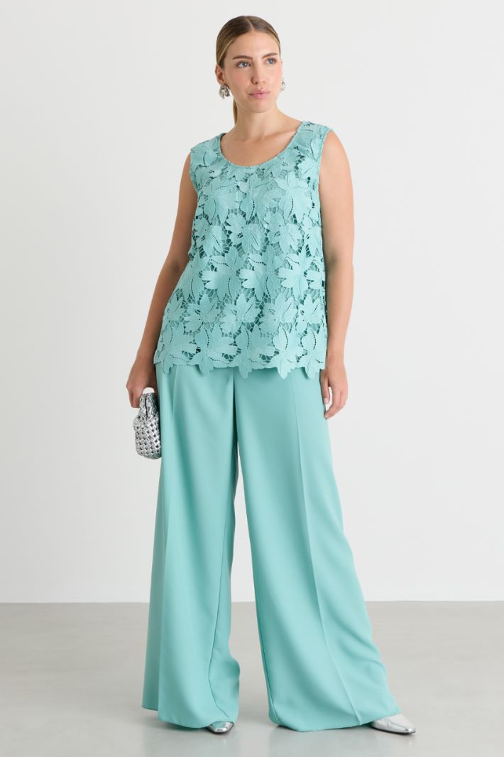 Top in pizzo macramè - AZZURRO - Intrend