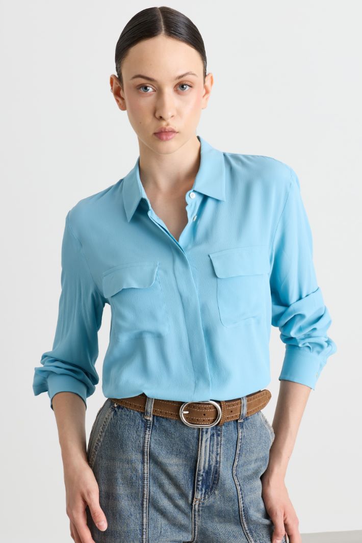 Camicia con tasche - AZZURRO - Intrend - 2