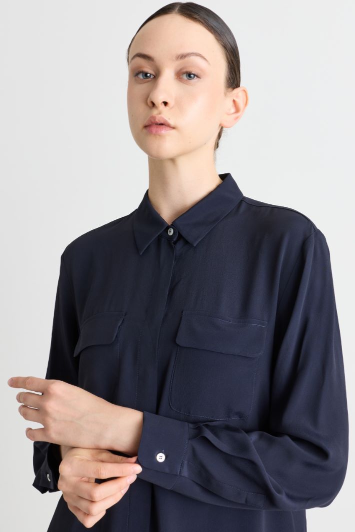 Camicia con tasche - BLU - Intrend - 3
