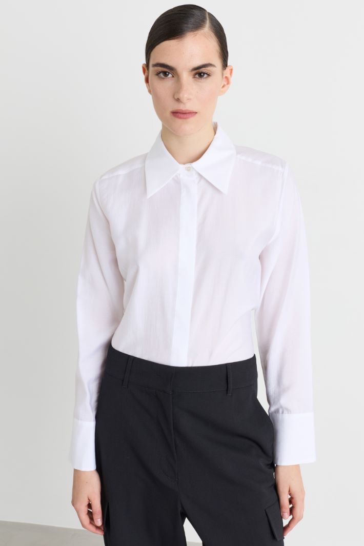 Camicia in popeline aderente - BIANCO - Intrend - 2