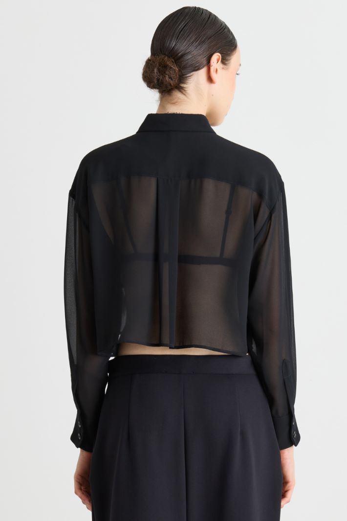 Camicia crop in georgette - NERO - Intrend - 4