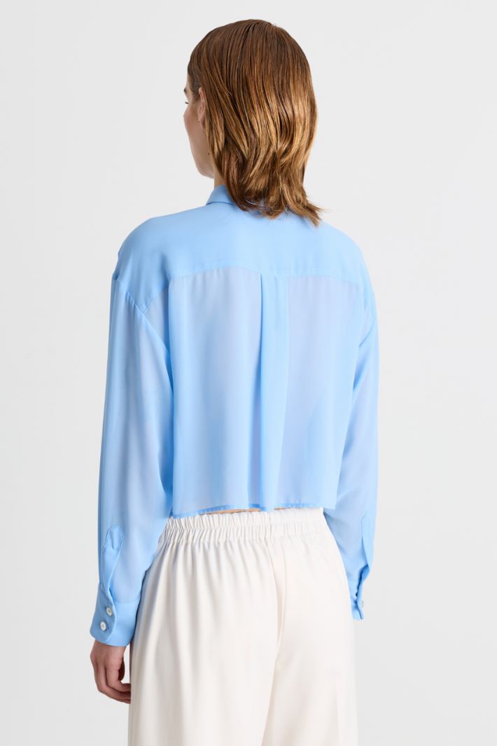 Camicia crop in georgette - AZZURRO - Intrend - 4